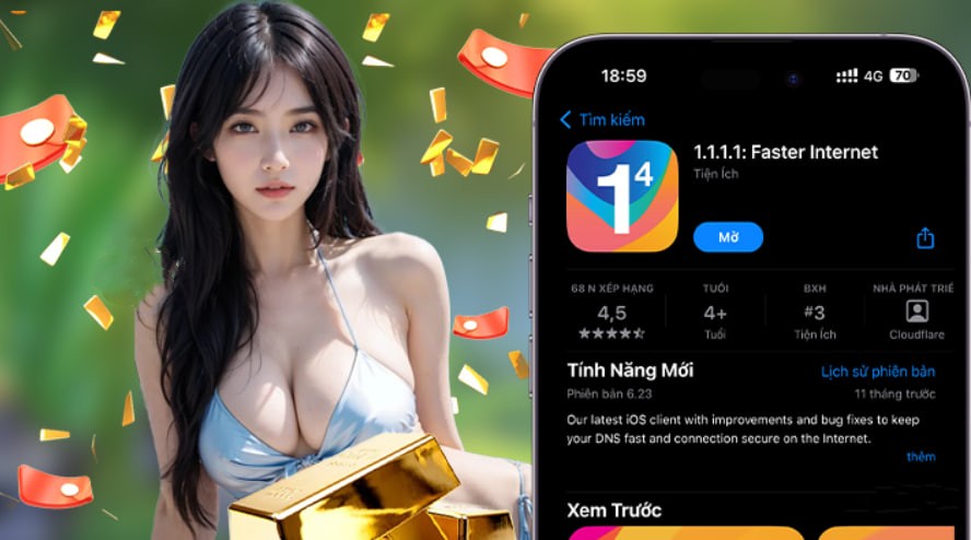 Hình ảnh quảng cáo của vibet hiển thị nền tảng và các lợi ích